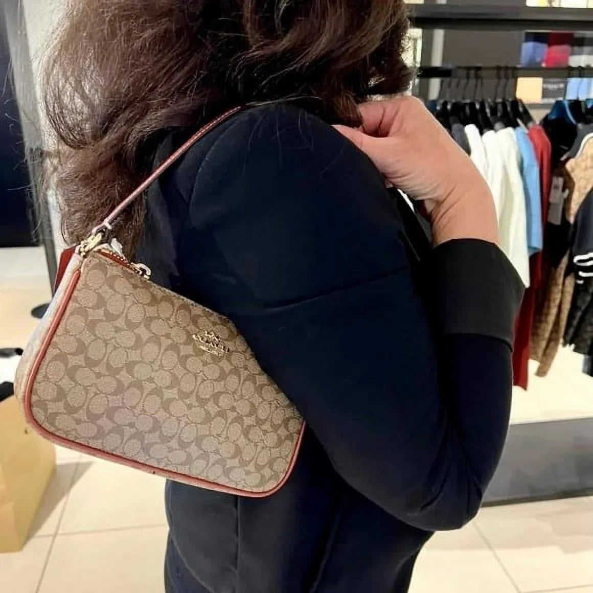 In 19 CE698 IN Terracotta Colorblock Khaki Canvas Nolita Signature Coach