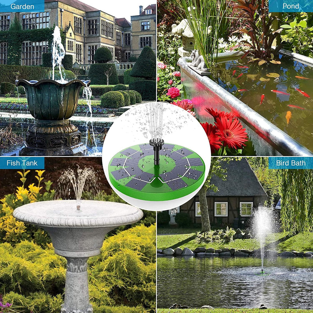 Aerator Fountain AISITIN Bird 3W Solar 1200mAh Bath, for Decoration Solar or Solar Pump Pump (Green) liquid Fountain Tank, 6 Battery, Fish Nozzles, Built-in with Garden Pond Floating Pump,