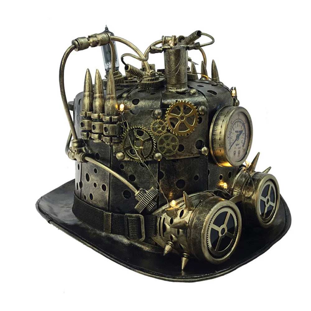 Hat Up Light Gold Studio Gears Steampunk - Mechanical with Fedora Attitude