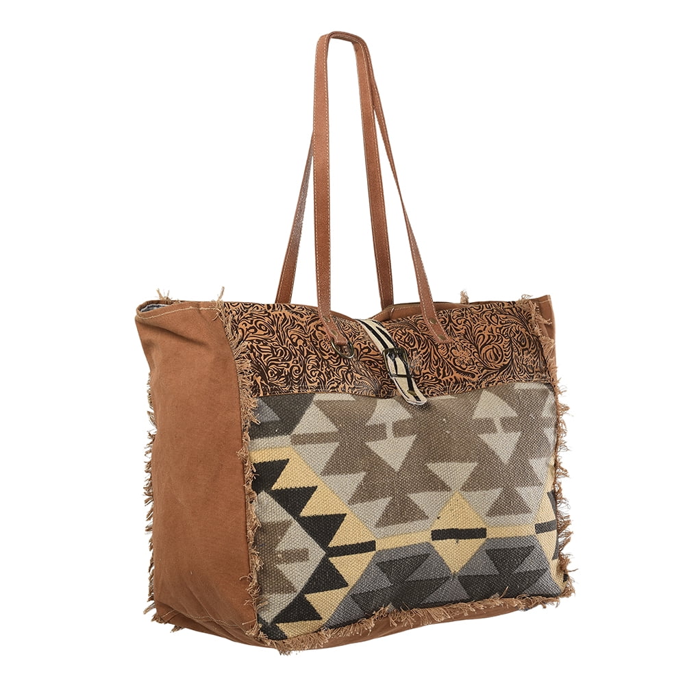 Genuine Embossed purse women Leather Canvas Upcycled Upcycled KB TOTE KB228 Wool bag handbag OHLAY western