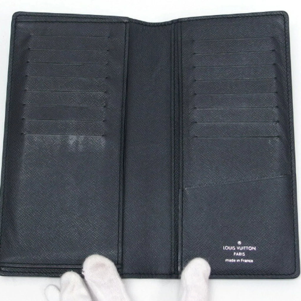 (Good) Long Wallet Black Pre-Owned Bifold Taiga Billfold