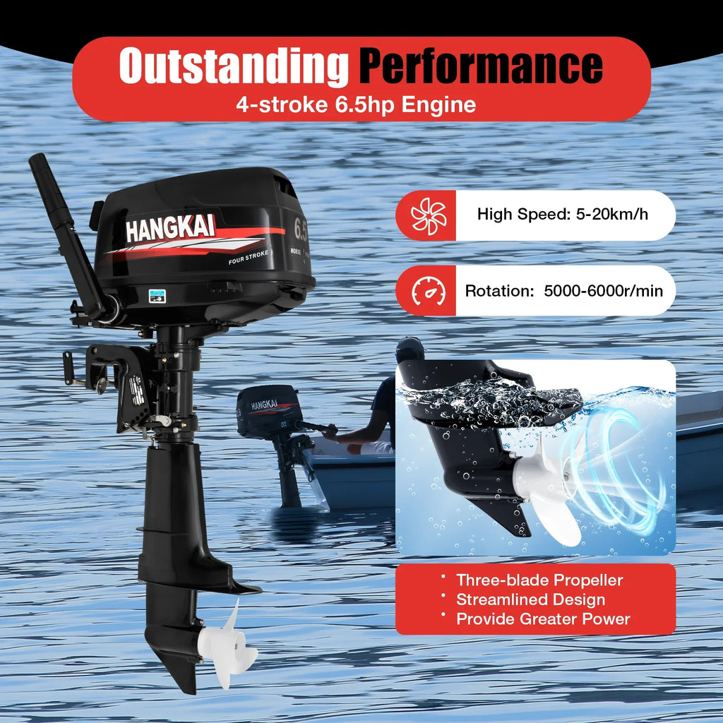 System Duty 6000r/min 123CC Engine Motor Boat & Single Cylinder Anqidi Cooling Max CDI liquid Tiller 4 6.5HP Outboard Stroke Ignition Control with Heavy