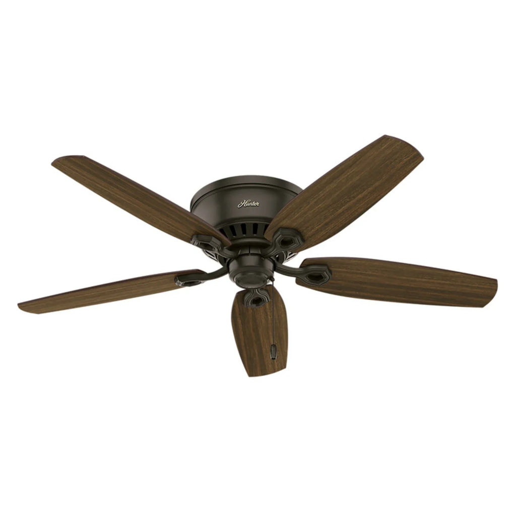 Company Chain, Low Fan Profile 52" Snow Fan Pull Ceiling w/ Hunter White Builder