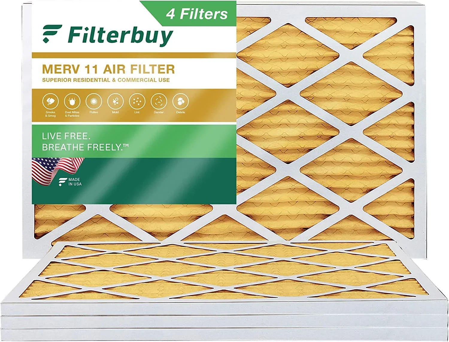 20x30x1 (4-Pack) HVAC AC Air Filters MERV Furnace Pleated 11 Filterbuy