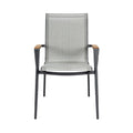Contemporary Mesh Patio Chair with Wooden Armrests