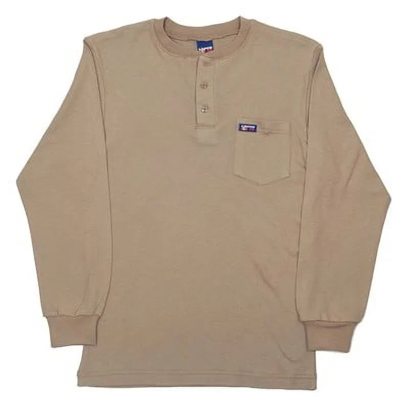 Shirt, (1 Henley FR Lapco FR 8.9 Sleeve Unit) Khaki, Small Cal Flame-Resistant Long