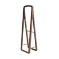 Sleek Modern Magazine Rack with Minimalist Design in Brown and Gold Accents