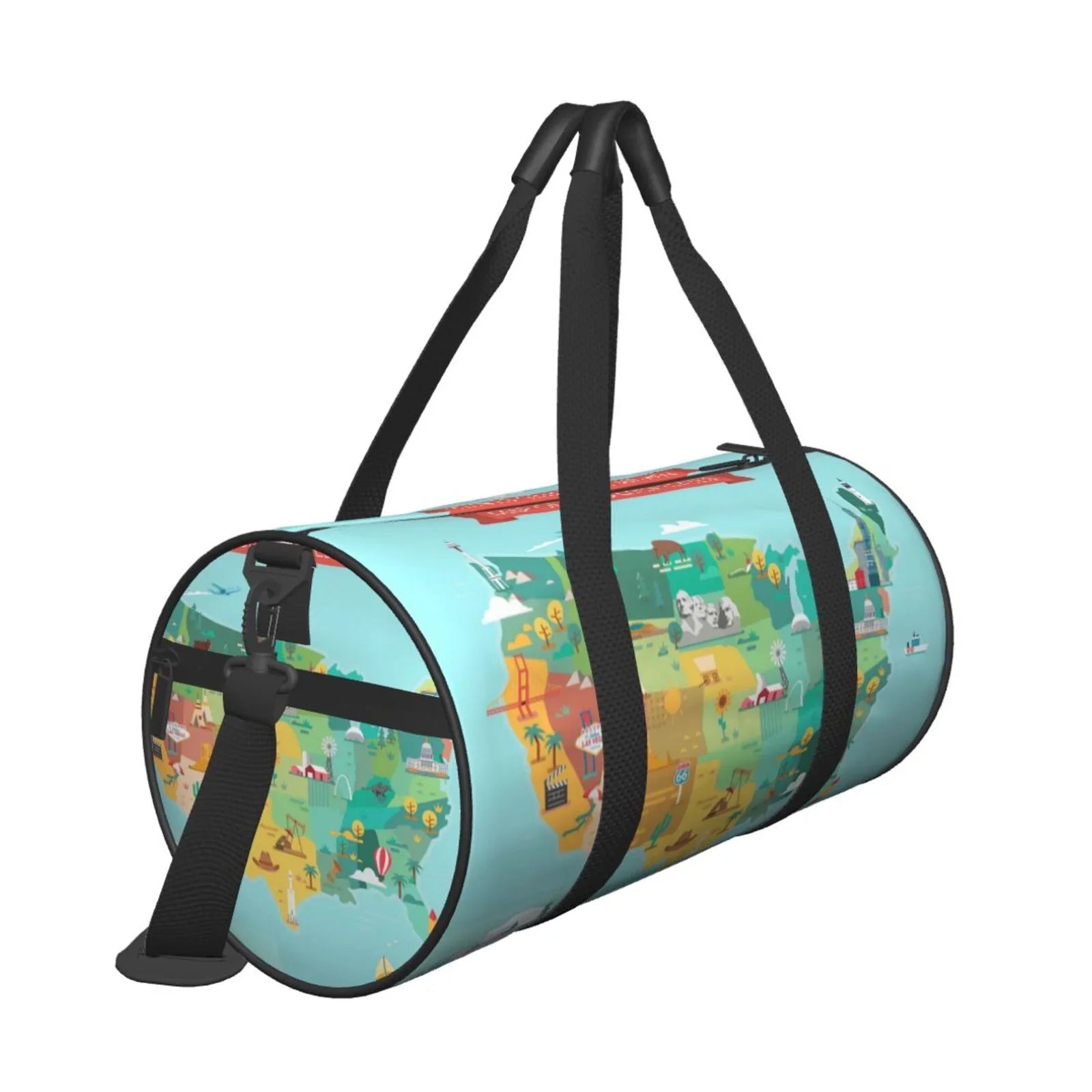 USA Pocket Bag and Tourist Coaee Large Compartment Map Travel with Luggage Sports Bag Cylinder Capacity Waterproof Bag Gym