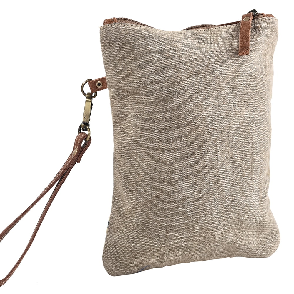 Genuine WRISTLET Leather KB women Canvas western bag purse Upcycled handbag OHLAY