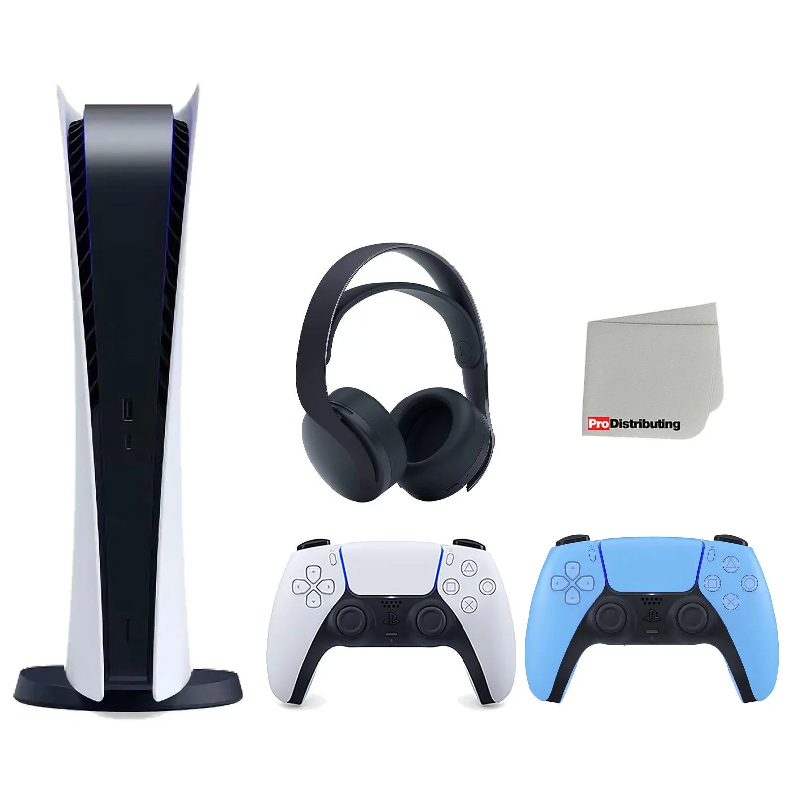 Cloth Blue Headset Edition Digital 3D Cleaning Console Black with Controller Playstation PULSE 5 Bundle Extra and with
