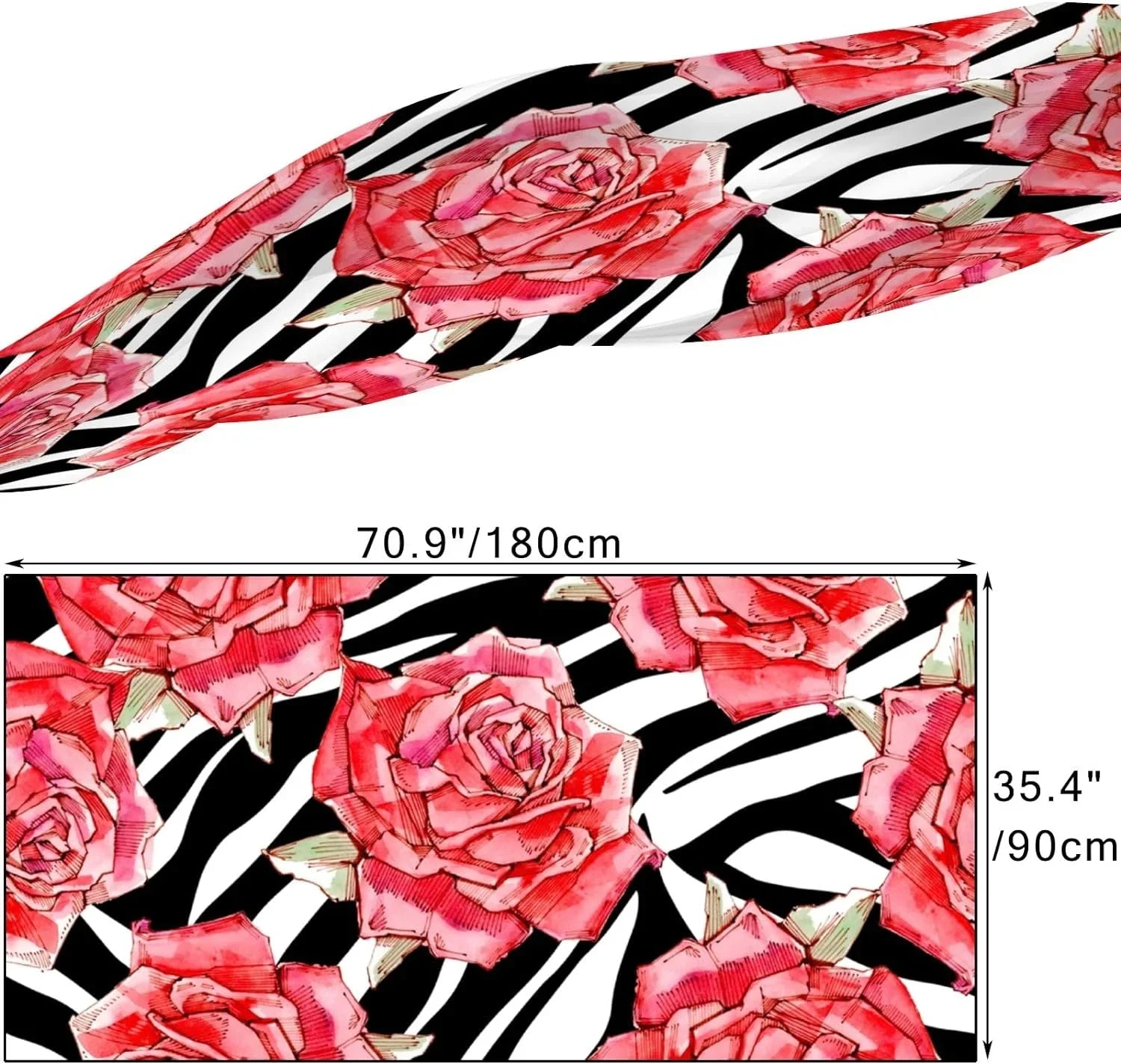 Wrap Women Red Shawl Girls Lightweight Neck Watercolor Scarves Scarf for Long Roses Silk Hyjoy