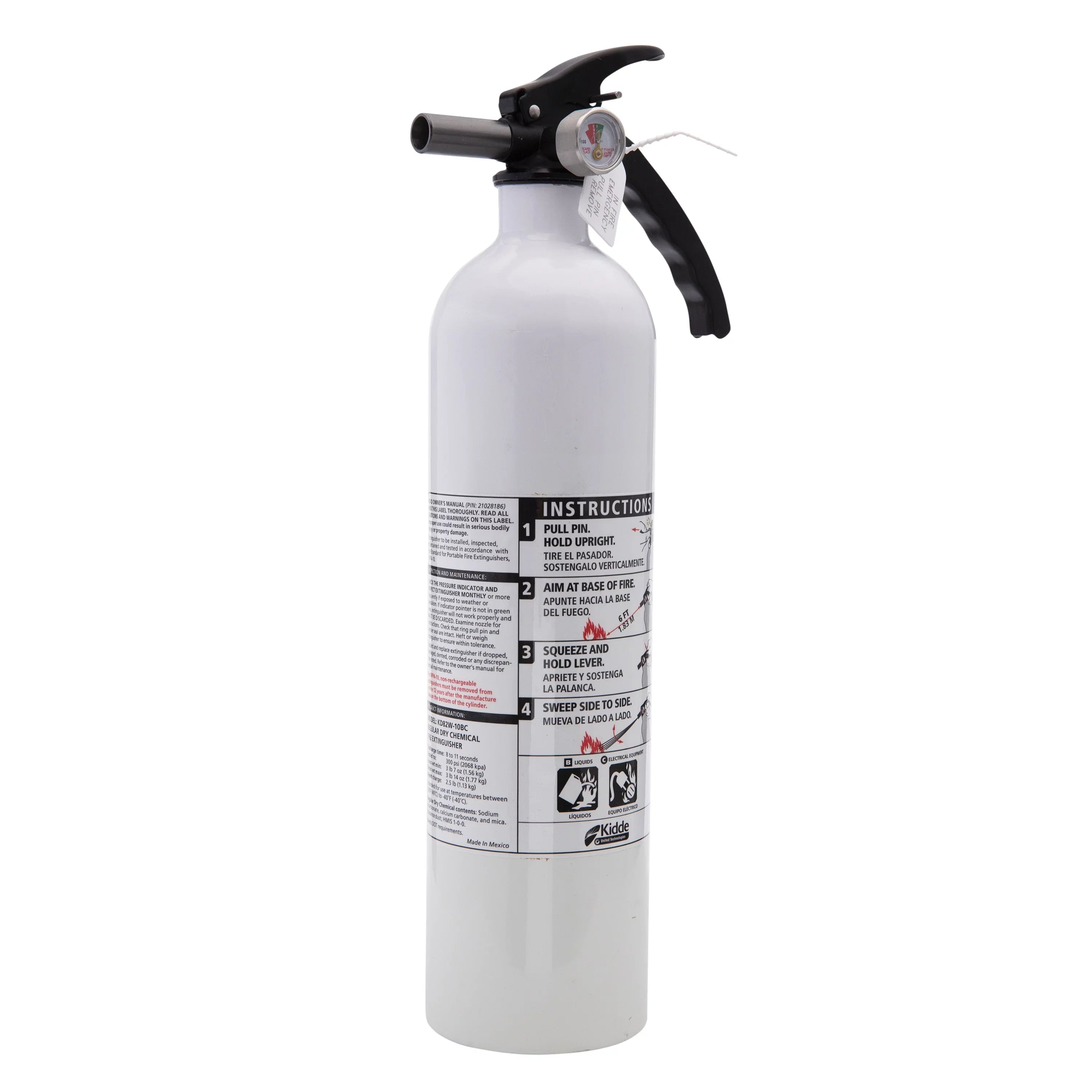 Extinguisher, 10-B:C, UL Rechargeable Fire Kidde Rated Model Not KD82W-10BC, Marine