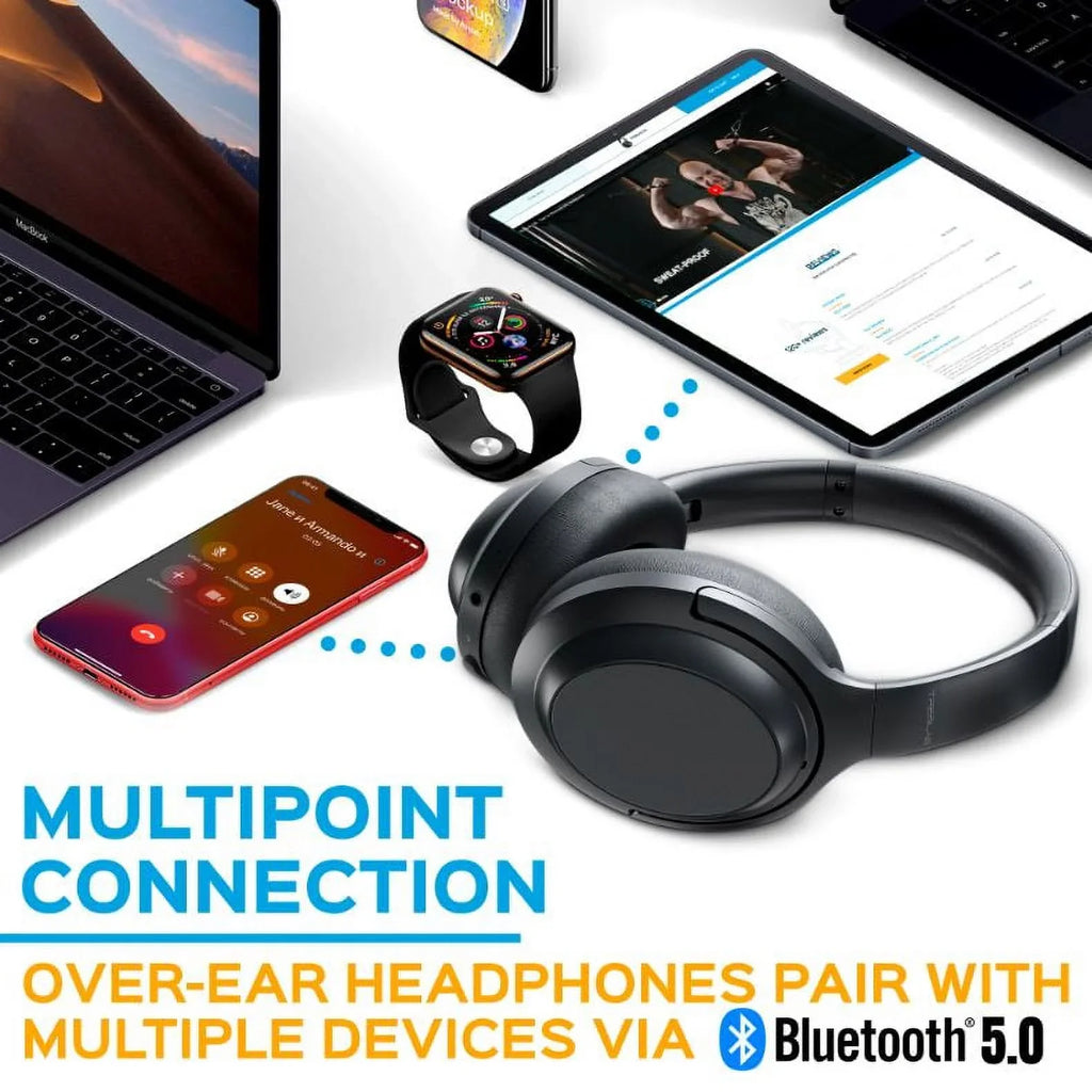 Sound, PRO Z7 Active Noise Wireless Charging, - Hybryd Stereo Over Control Headphones (Grey) USB-C & TREBLAB Canceling Bluetooth w/aptX, Touch Mic Fast 45H Ear Headphones ANC with - Playtime
