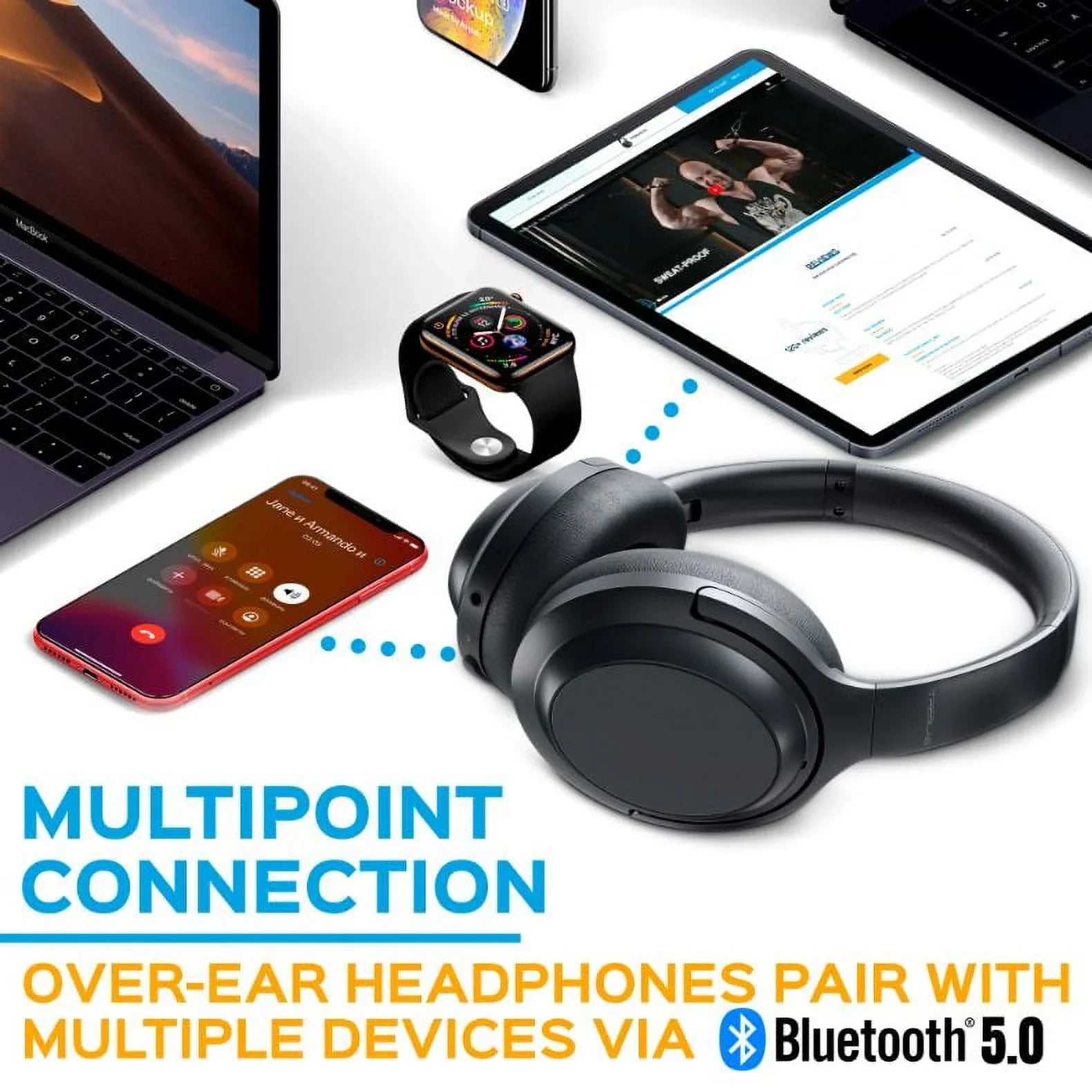 Sound, PRO Z7 Active Noise Wireless Charging, - Hybryd Stereo Over Control Headphones (Grey) USB-C & TREBLAB Canceling Bluetooth w/aptX, Touch Mic Fast 45H Ear Headphones ANC with - Playtime