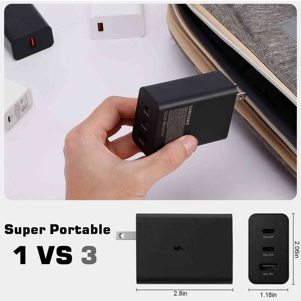 Pro Charging 3 Phones 10 NFC/Note X Infinix - 10 Charger 10i/Note & Zero Pixel Ports iPhone, Dual USB Laptops, for Fast with X/Zero - Neo/Hot Pro High-Speed 65W USB-C Galaxy, Travel