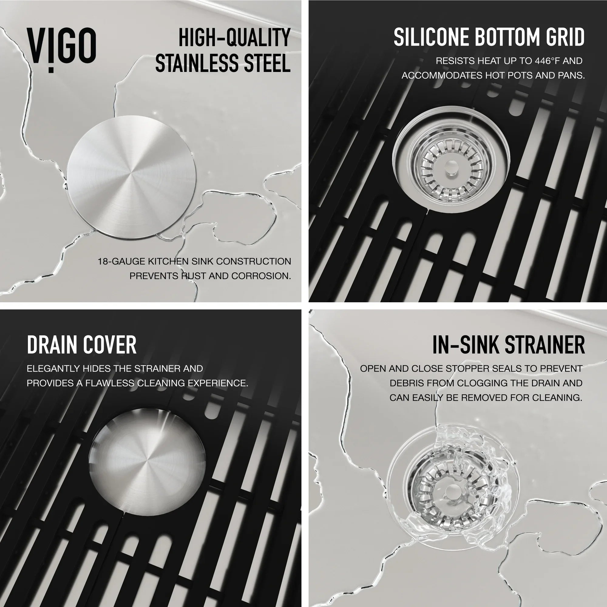 Kitchen Stainless Accessories Undermount with Sink Bowl Steel Single 23 in. VIGO Mercer