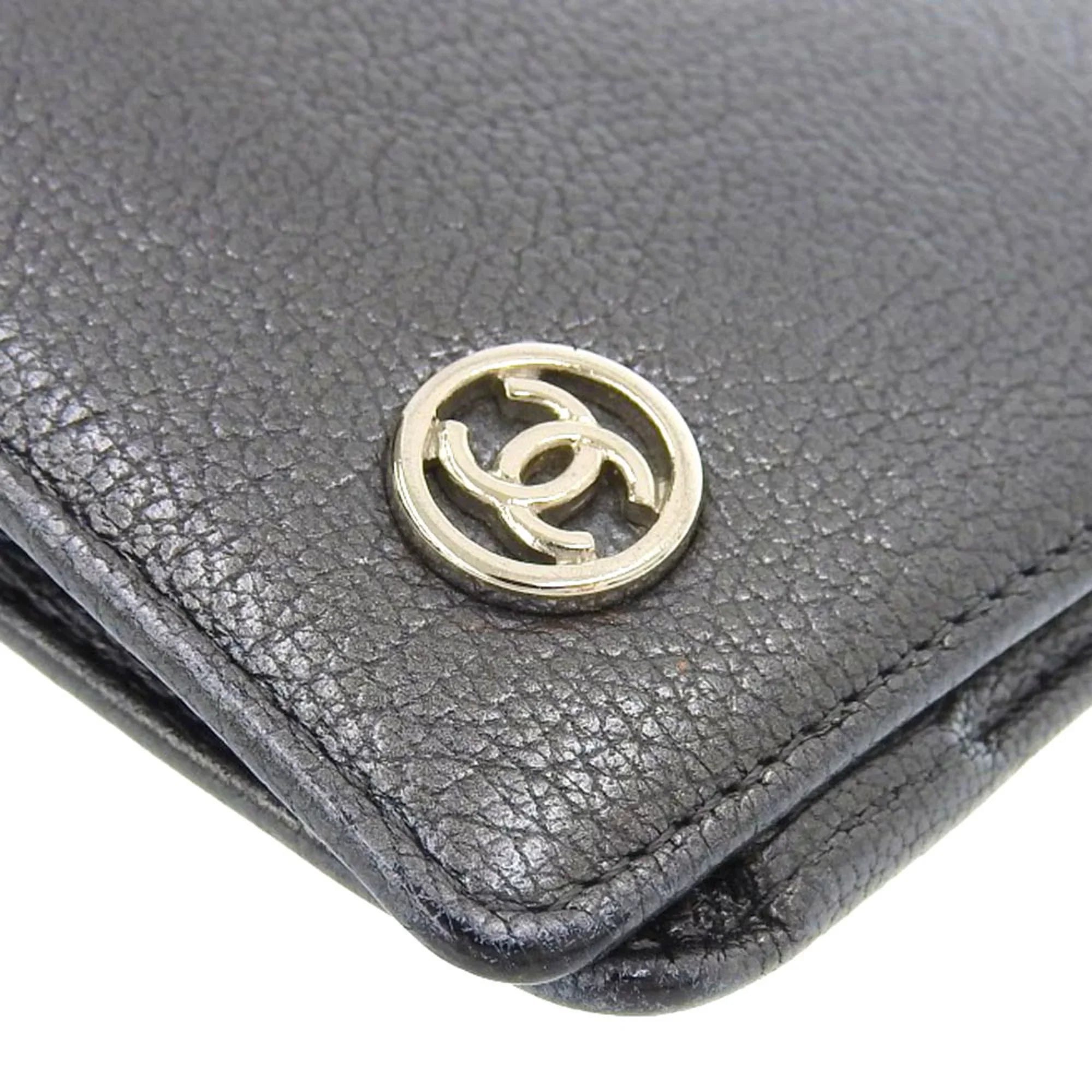 mark Pre-Owned with No. metallic here (Fair) wallet 11 long gray bi-fold lambskin seal