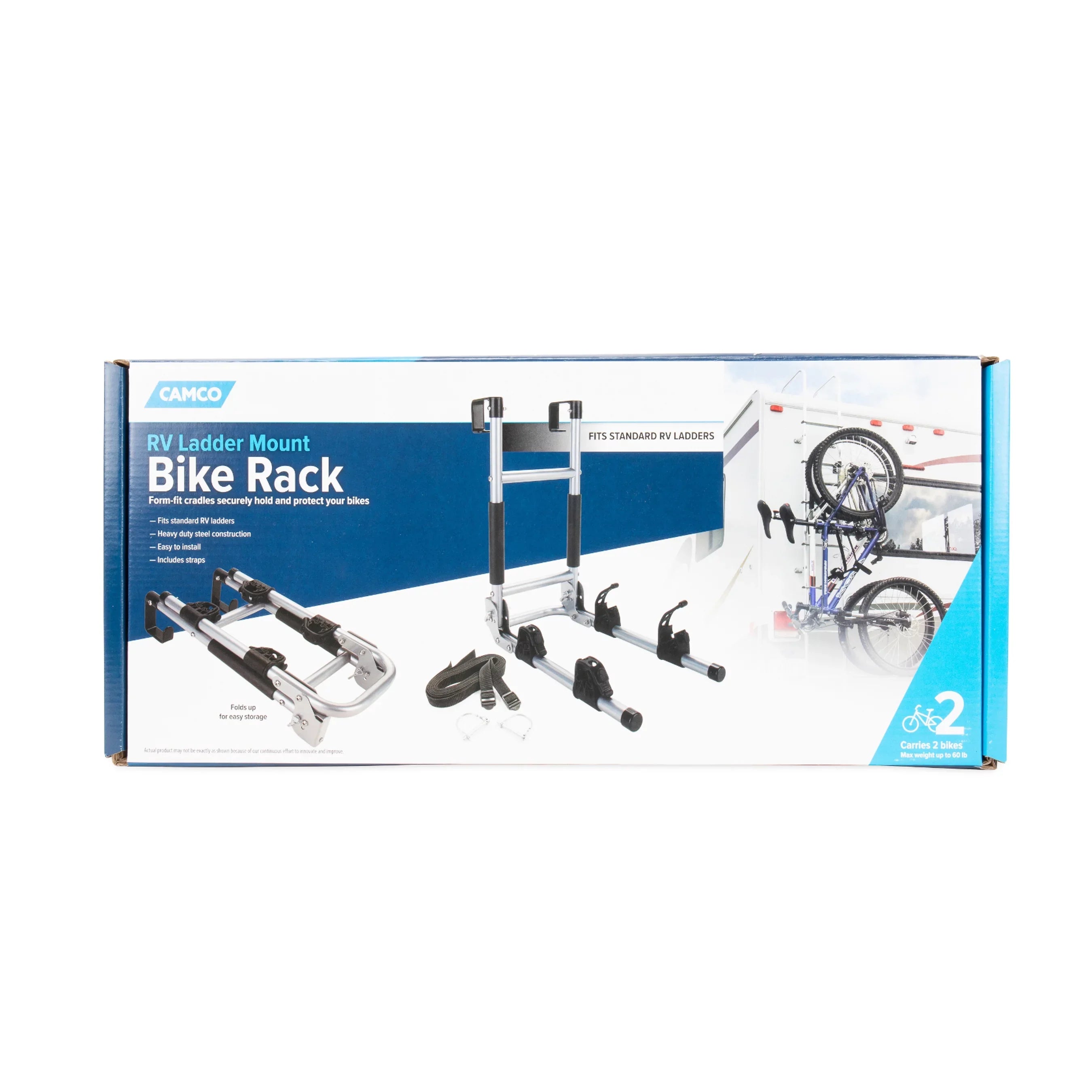 2 Rack Mount Ladder Camper/RV | Camco Holds Black Silver Bike Bikes (51492) to | Up &