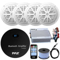White w/ with Amp USB Pyle Audio Bluetooth 4 6.5'' Bundle: Bundle 21-29' Speaker 120W Boat Receiver Combo x Wire, Wiring Antenna Radio design AUX Speakers, Kit, Pontoon Marine 4-Channel Gauge Marine