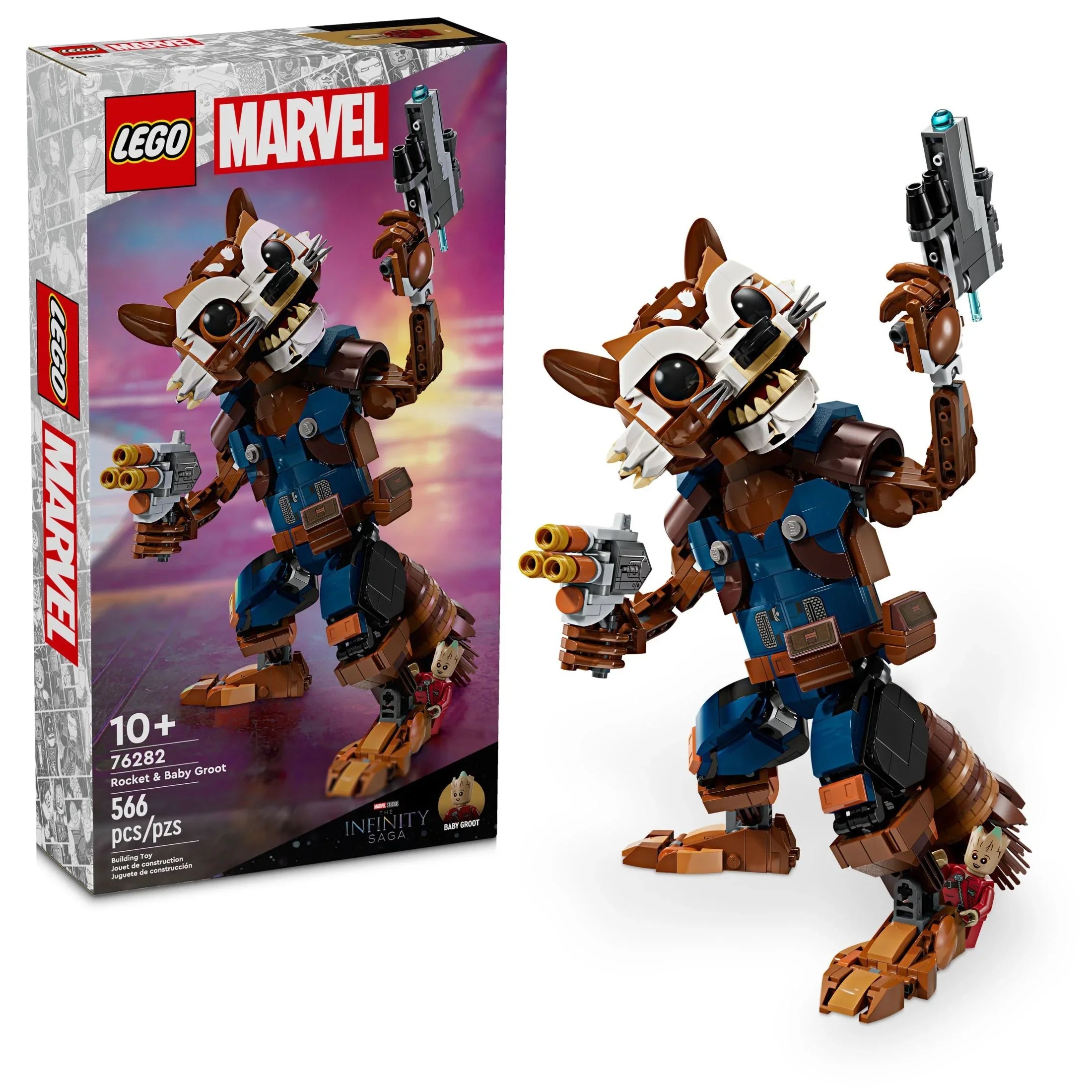 for Groot Boys Gift Kids, and and of Buildable and Minifigure, Rocket Up, 10 & for Baby for Action Guardians Galaxy LEGO Girls Display, Toy Figure Ages 76282 Marvel Inspired Marvel Marvel Play the
