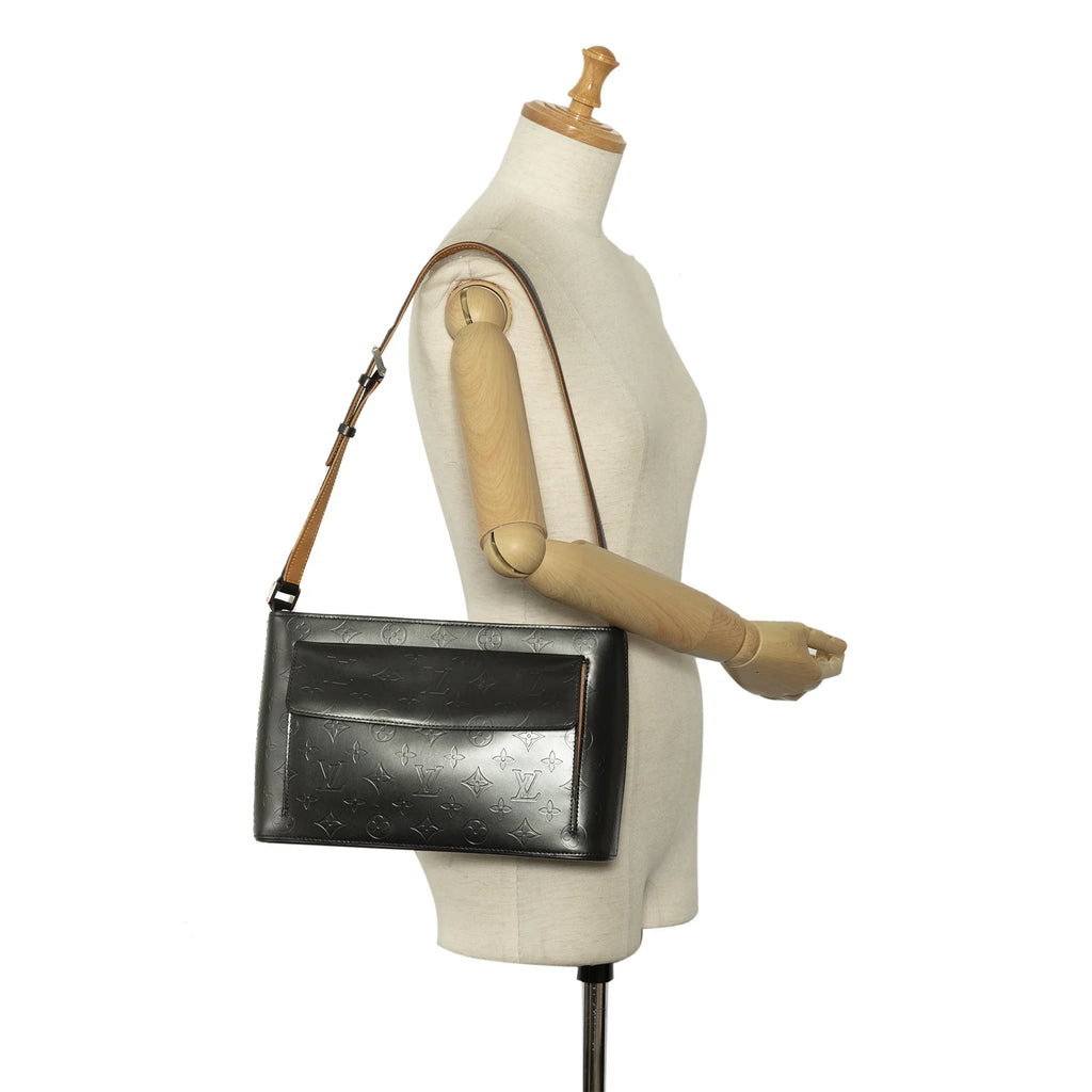 Alston Leather Unisex Authenticated Gray Pre-Owned Bag Mat Monogram Shoulder (Good) Calf