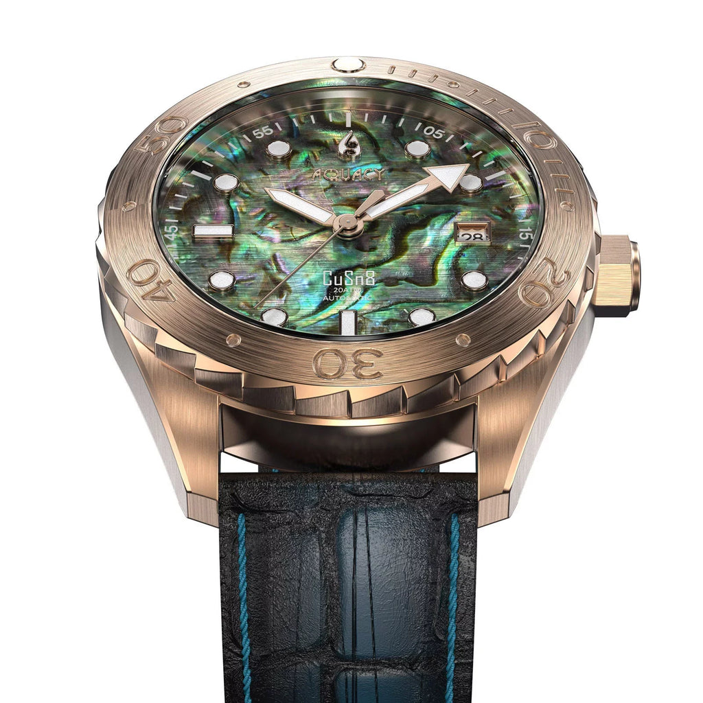 Power Diver BR.AB.8215.L 40 Wrist Automatic Bronze - Approx Reserve Abalone Back CuSn8 liquid Swimming - Down Screw 200M Men - Aquacy Resistance Hours 316L Watches Dive Stainless For Case Watch