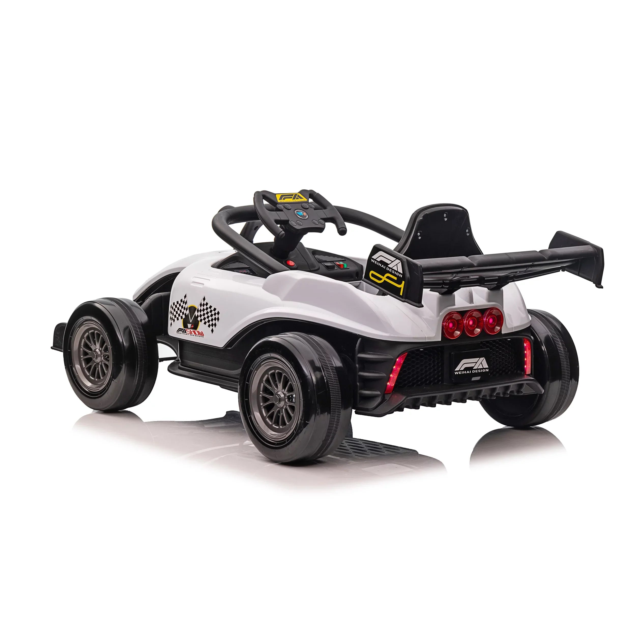 White W/Remote Blazin' 12V F1 Operated Years 3 on up Wheels and Battery Ride