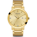 Gold Dial 97D115 Diamond Steel Bulova Bracelet Tone Watch Yellow Gold Modern Men's