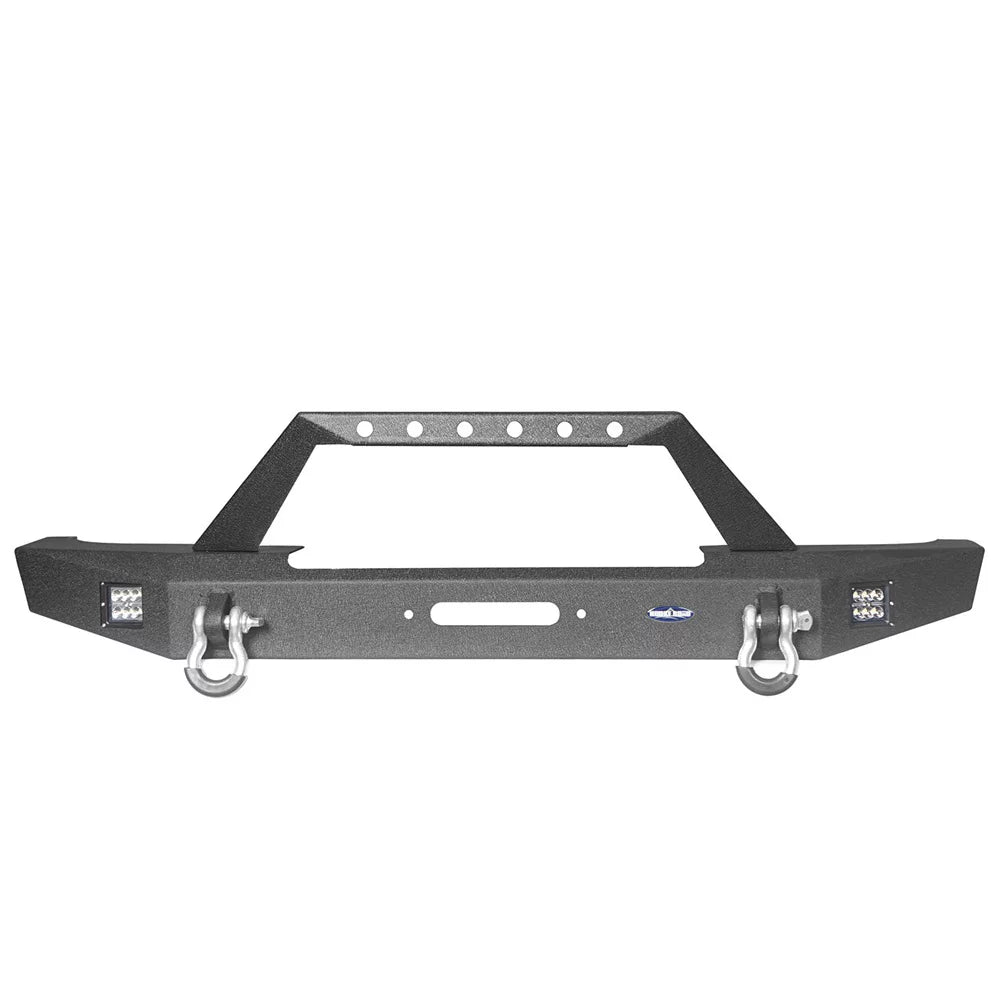 W/ XJ Winch Road 1984-2001 Plate & Front Steel Spotlights Bumper LED Fit Hooke Jeep Cherokee