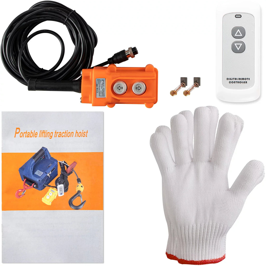 w/ Remote Crane 25ft Control Electric Portable BENTISM 1100lbs 3-in-1 Hoist Winch
