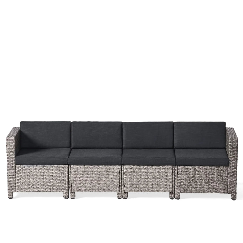 and Black GDF Dark Cushions, Mixed Sofa Studio Venice 4 Seater exterior Wicker Sectional Gray with