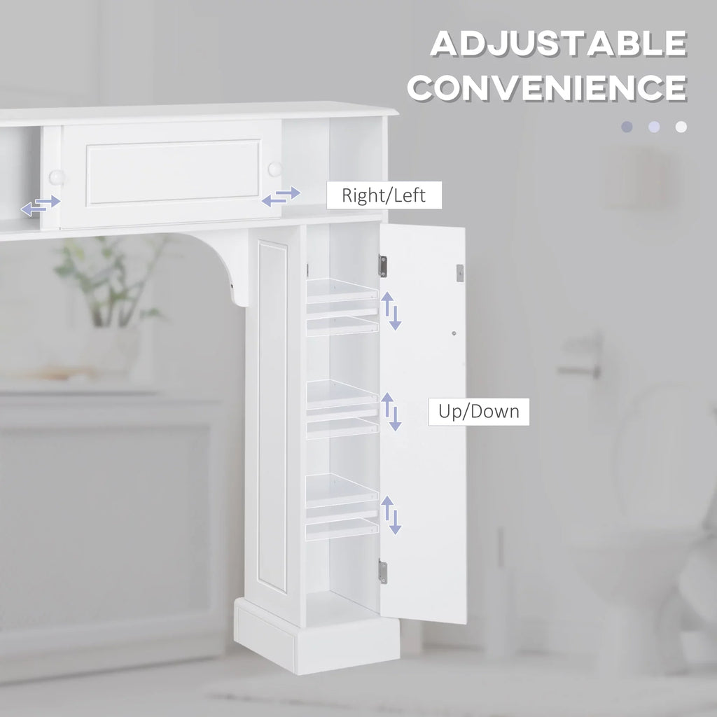 Over Freestanding Toilet Shelves, Storage Organizer Cabinet, kleankin Bathroom White Toilet Rack, with Adjustable the Bathroom