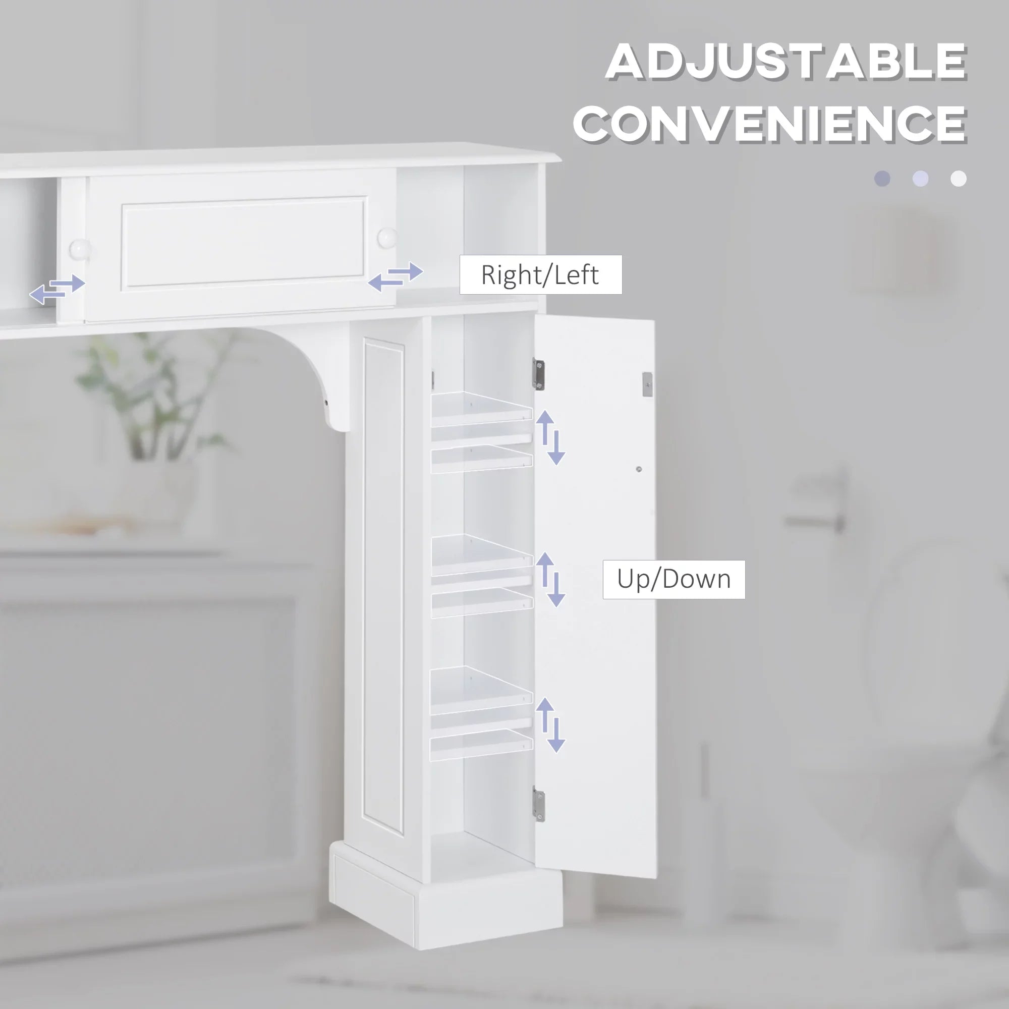 Over Freestanding Toilet Shelves, Storage Organizer Cabinet, kleankin Bathroom White Toilet Rack, with Adjustable the Bathroom
