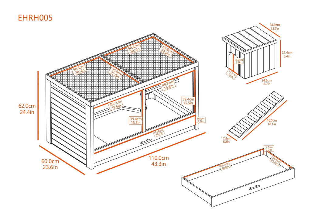 Grey ECOFLEX® Indoor Habitat-Nantucket Avenue Jumbo Hutch Rabbit Park
