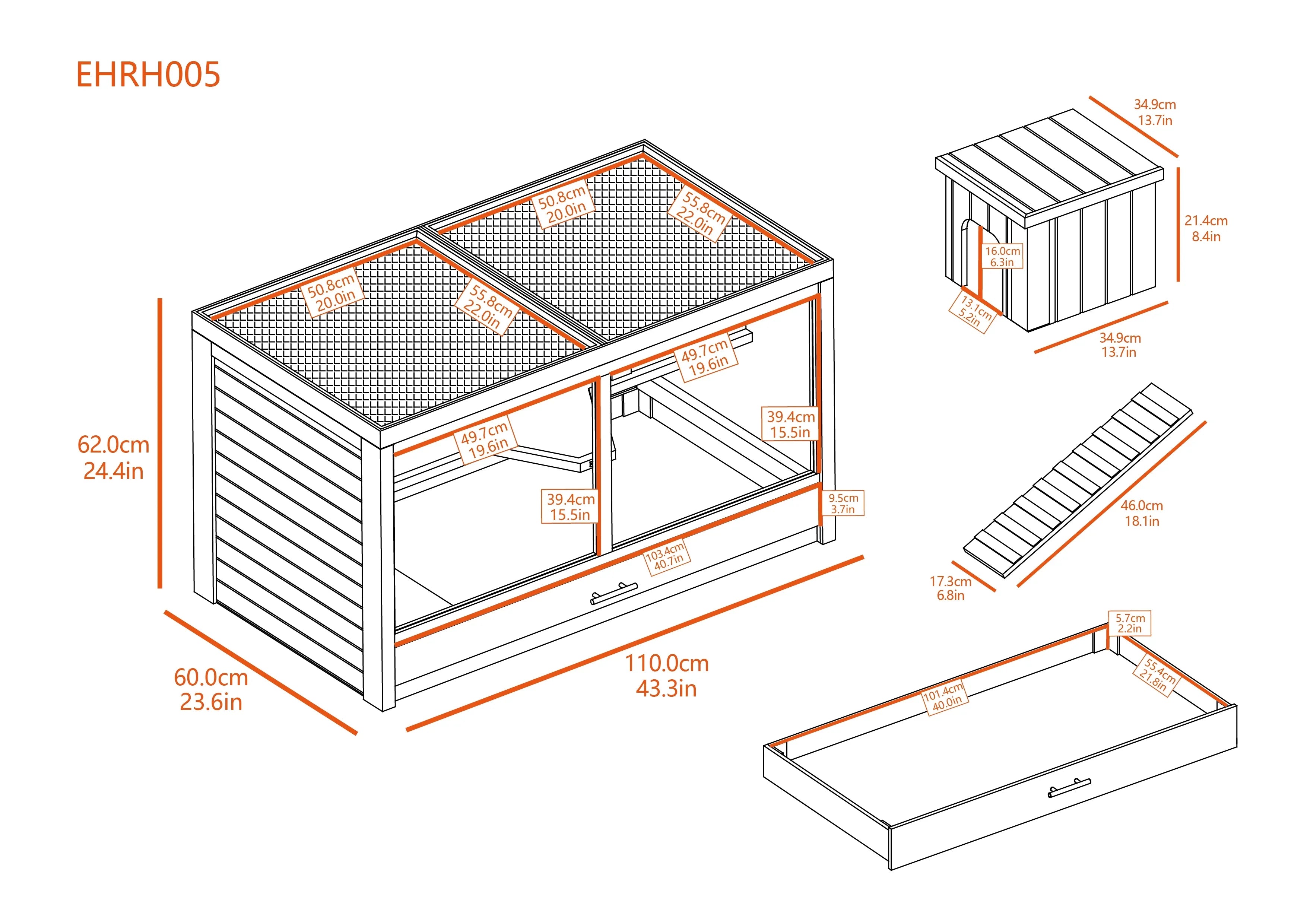 Grey ECOFLEX® Indoor Habitat-Nantucket Avenue Jumbo Hutch Rabbit Park