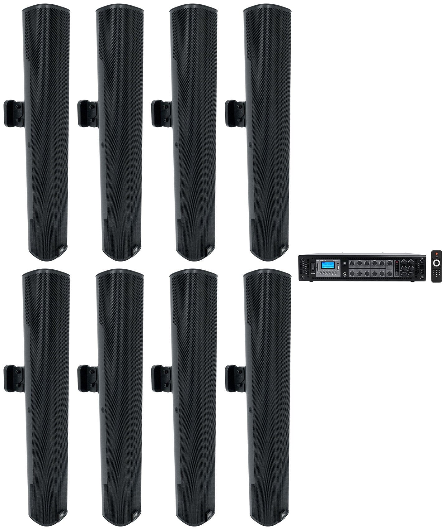 Array Column 24" COL600-BK (8) Black Commercial 70V Mount Speakers+Amp Wall JBL