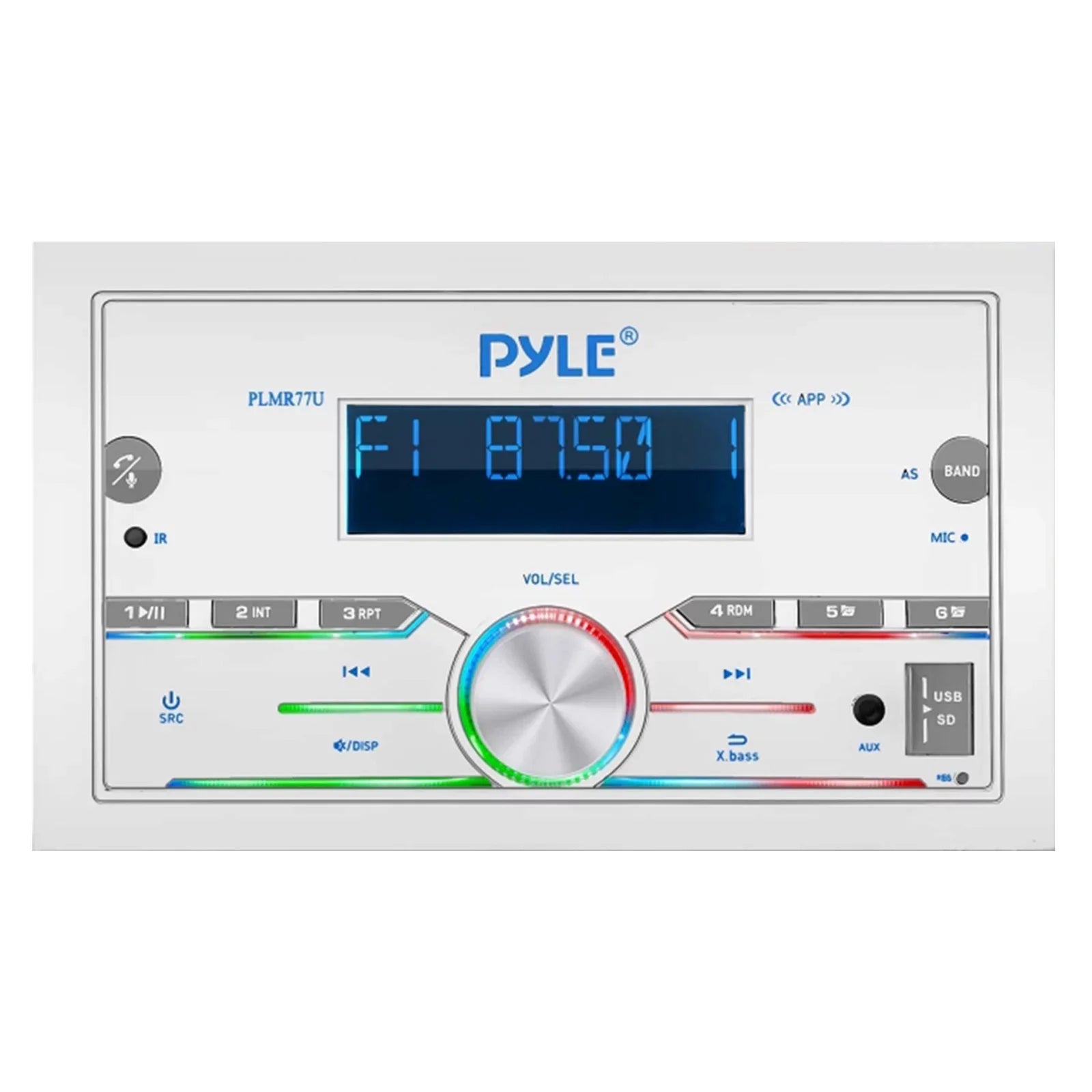 White Pyle Radio Pontoon Marine Speaker Audio Amplifier, Wire, Amp Receiver, Gauge 4-Channel Bluetooth Double 50 4x FT DIN Boat 18 Installation 21-29' Waterproof 6.5'' Speakers, Kit, Antenna Bundle: