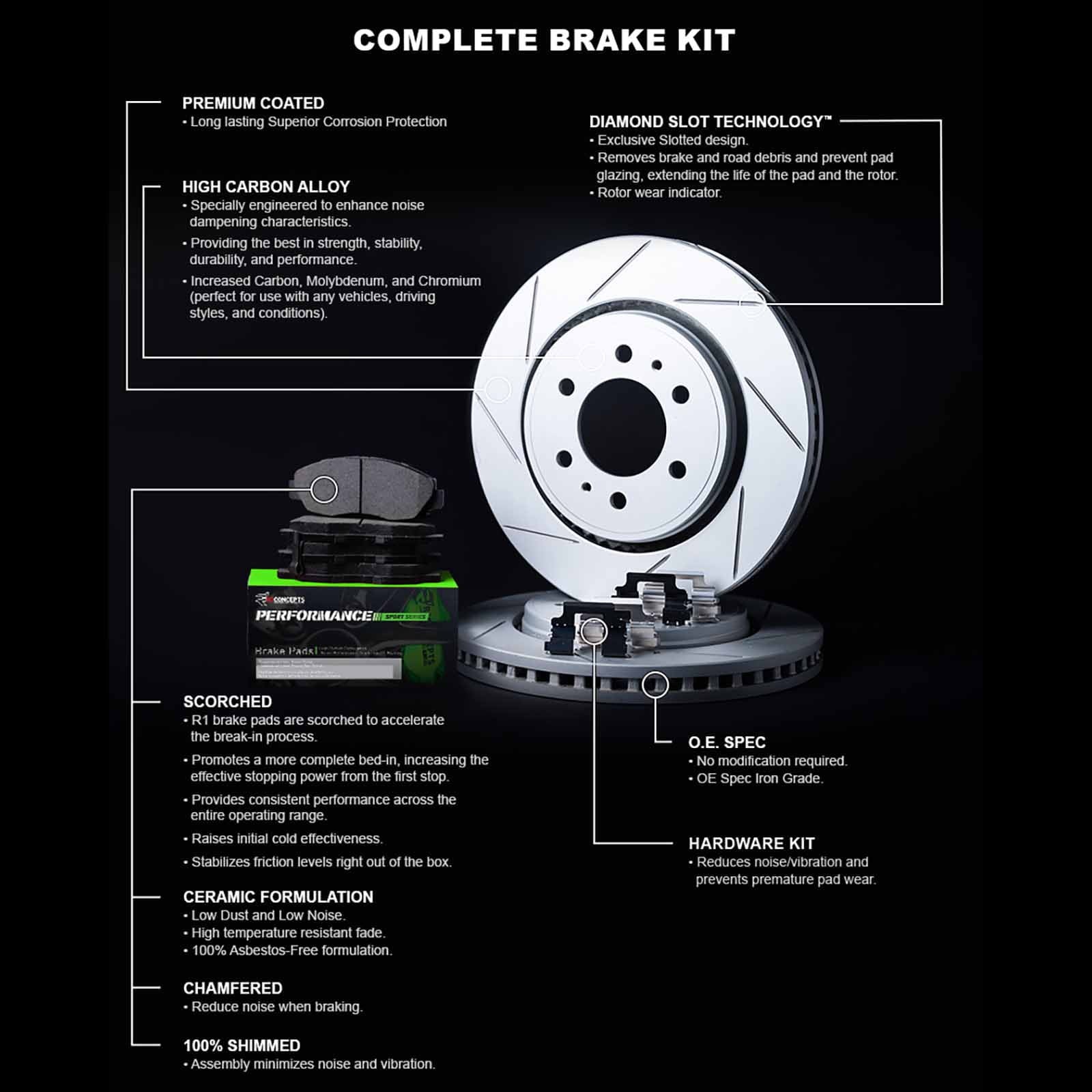 Rotors G37, Hardware Rotors| Brake Pads| Pads Q60 Performance Rotors Sport Front and and Brake Kit|fits 2007-2015 Brake and Kit INFINITI G35, Concepts |Front Pads| Brakes R1