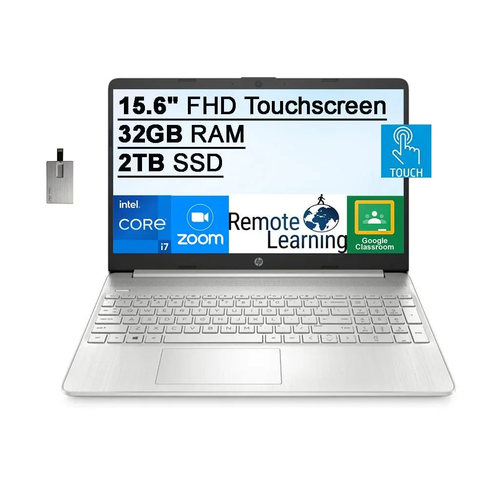 Intel SSD, S, Silver, HD Windows IPS 15.6" Laptop 32GB HD Intel Iris 11 2021 HP USB SnowBell (Beats FHD Xe Card 32GB Graphics, Computer, RAM, Webcam, 2TB i7-1065g7), i7-1165G7 Core Audio, Touchscreen