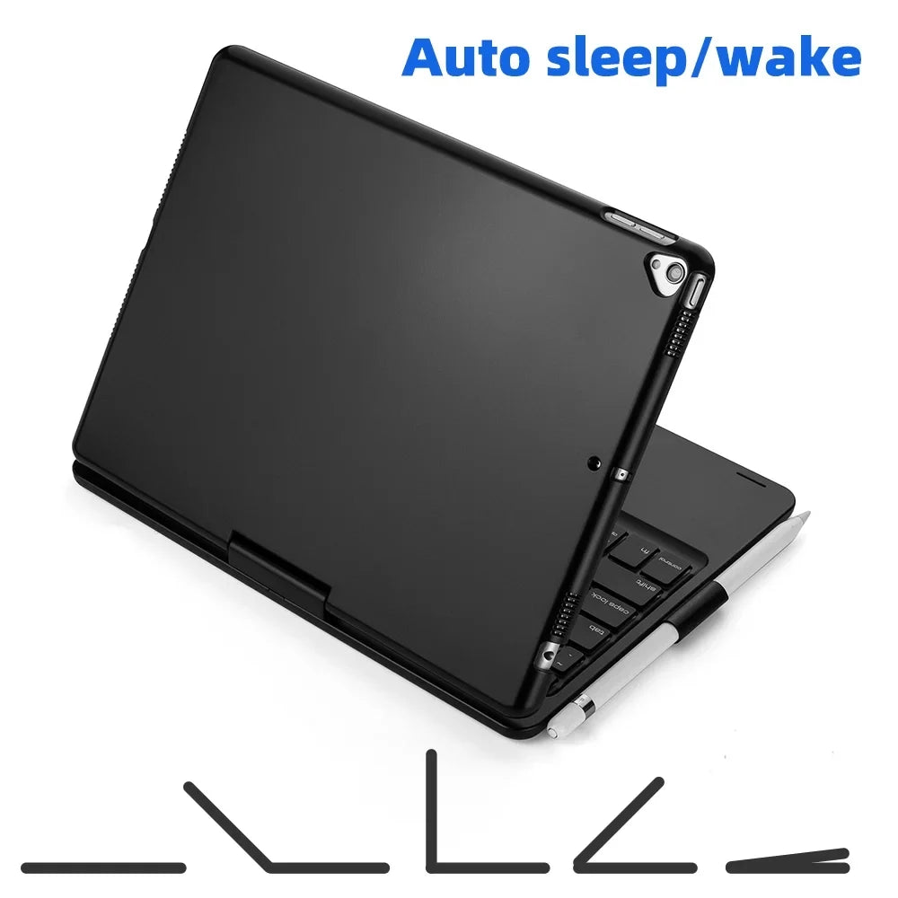 with Gen iPad iPad 2019 DFITO with -Black Air 8th Gen Pencil Holder Gen iPad Pro Keyboard 10.5" 7th 2021/ and Backlit 360° Case 9th inch Keyboard, Rotatable 3 for 2020/ / 10.2