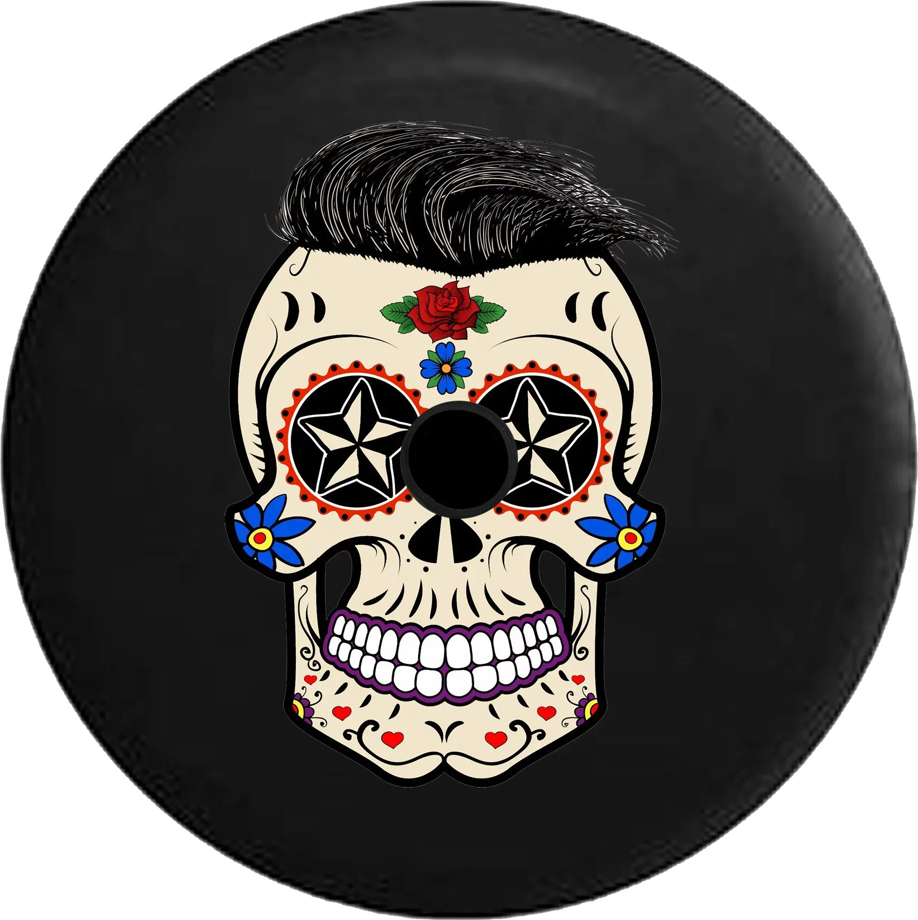 Skull Backup Jeep Tattoo Camera for Sugar 2019 JL 33 Tire Inch Cover Wrangler Spare 2018 RV Hair with