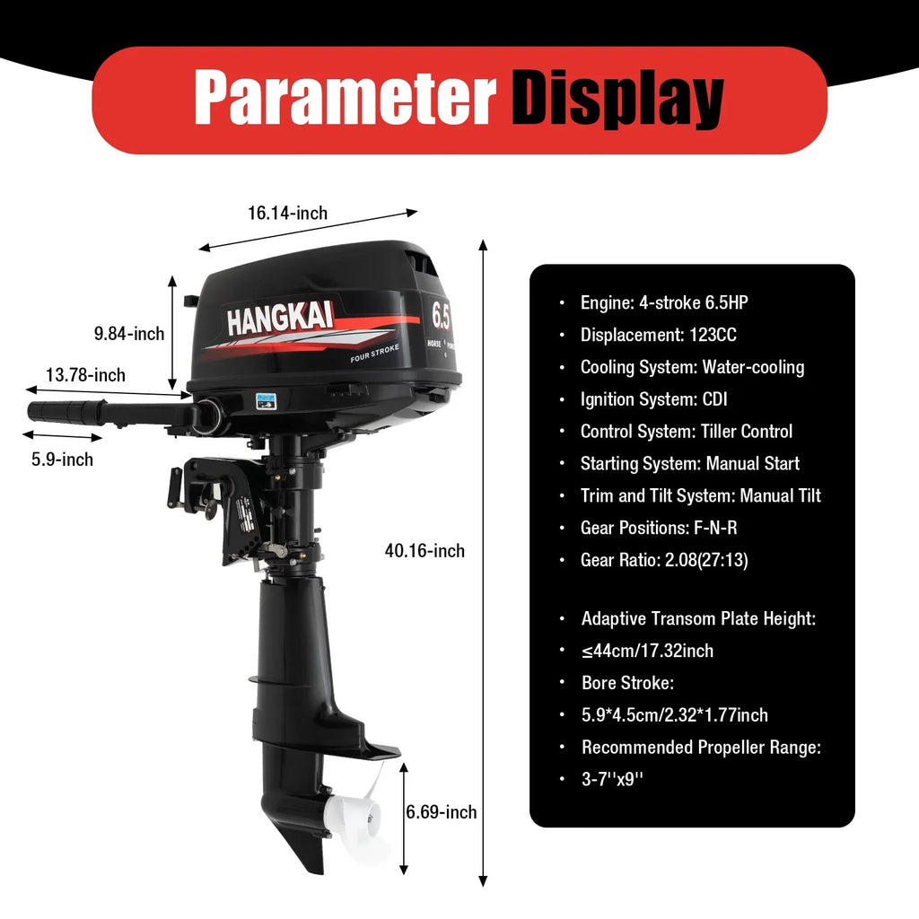System Duty 6000r/min 123CC Engine Motor Boat & Single Cylinder Anqidi Cooling Max CDI liquid Tiller 4 6.5HP Outboard Stroke Ignition Control with Heavy