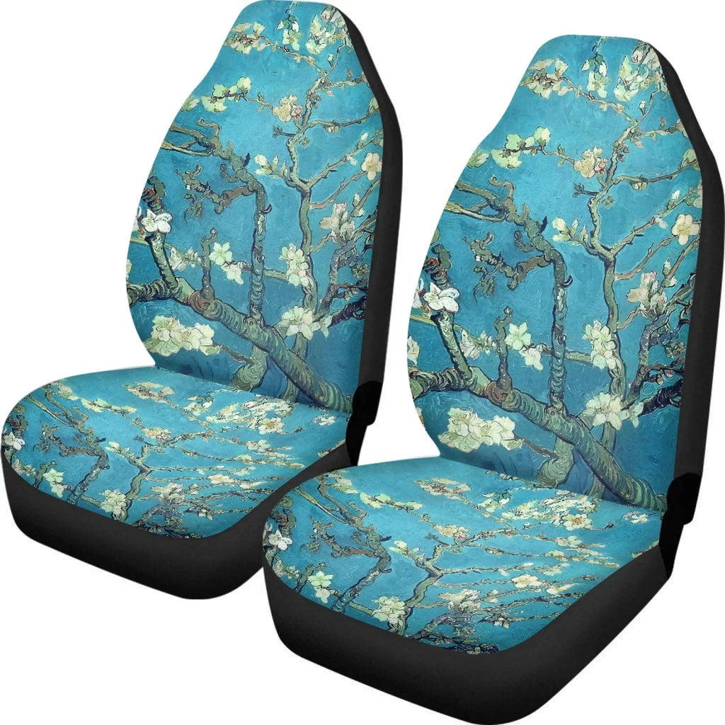 for Sedan Covers 2 Most Seat Blossoms Xoenoiee Car to Polyester Bucket Truck, Seat Front Cars Set Seat Install Print Pickup Plum Vehicle Cover Pack Cover SUV Easy