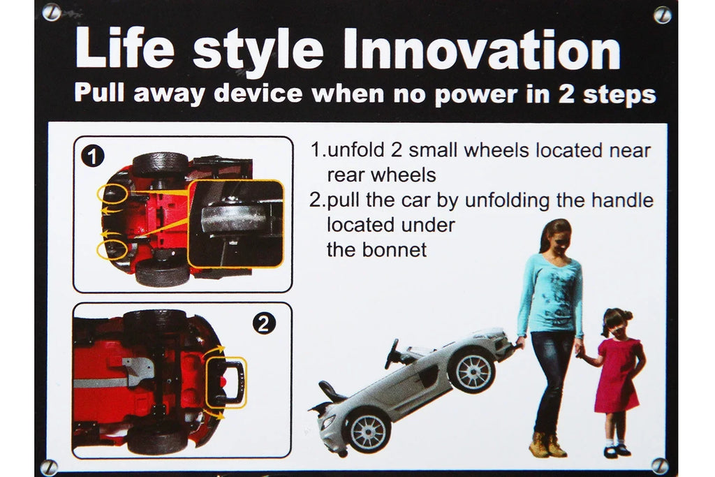 Electric Ride-On 12V Metallic Kids Car Kiddie with R/C Black Remote Parental Roadster |