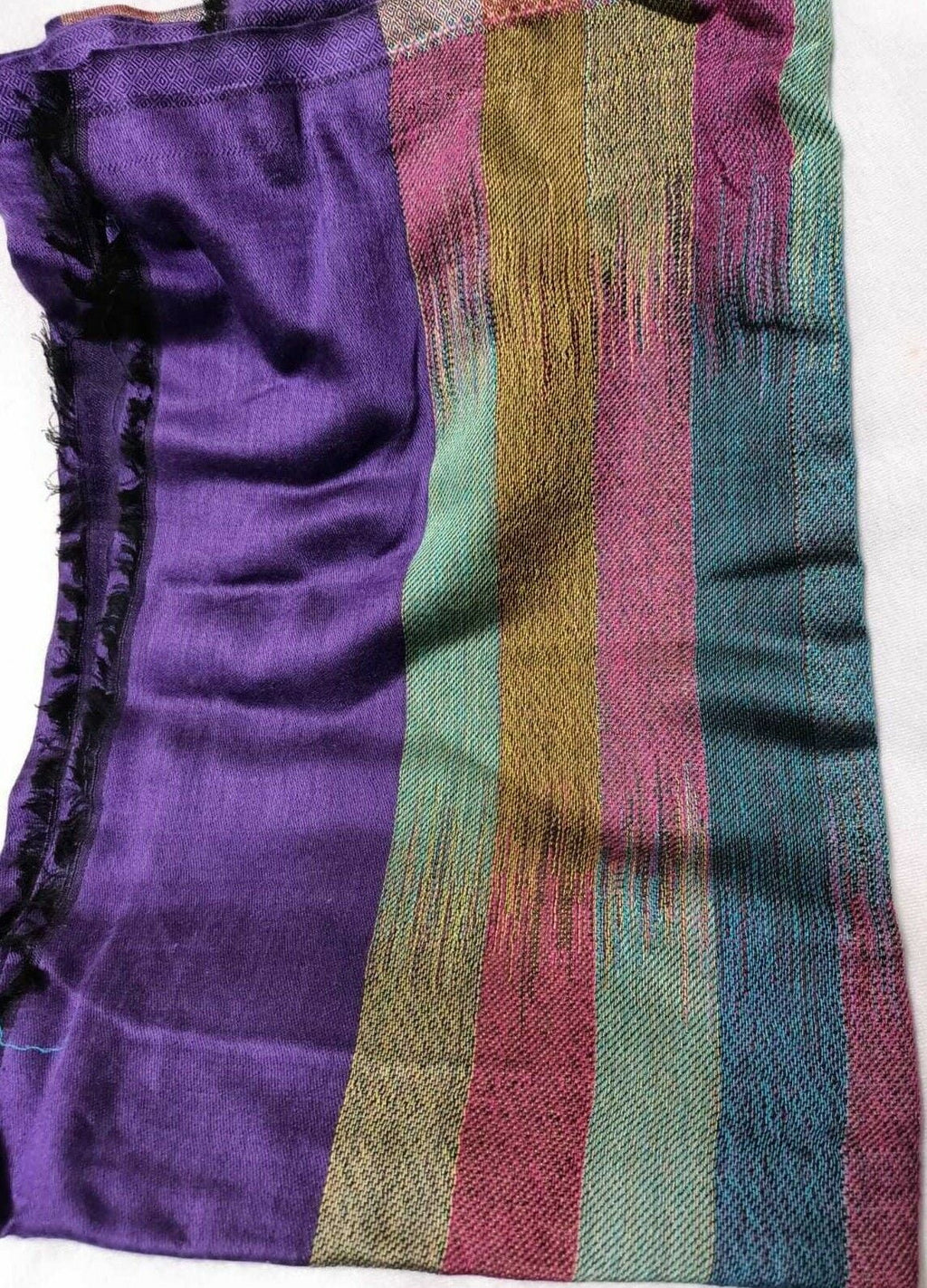 Shawl Violet Stripes Pure Pashmina Soft Pashmina Border- Colour Silk