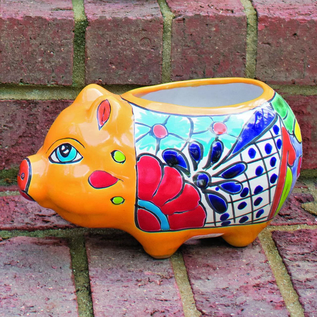 6 in. Ceramic Talavera Pig Avera in. W X H Multicolored Planter Products 9