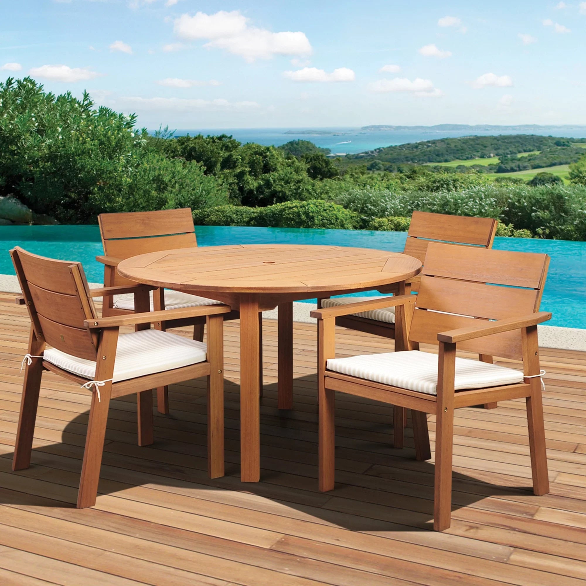 Nelson Living Eucalyptus Dining exterior Brown 5-Piece Round design Patio Set 47" and