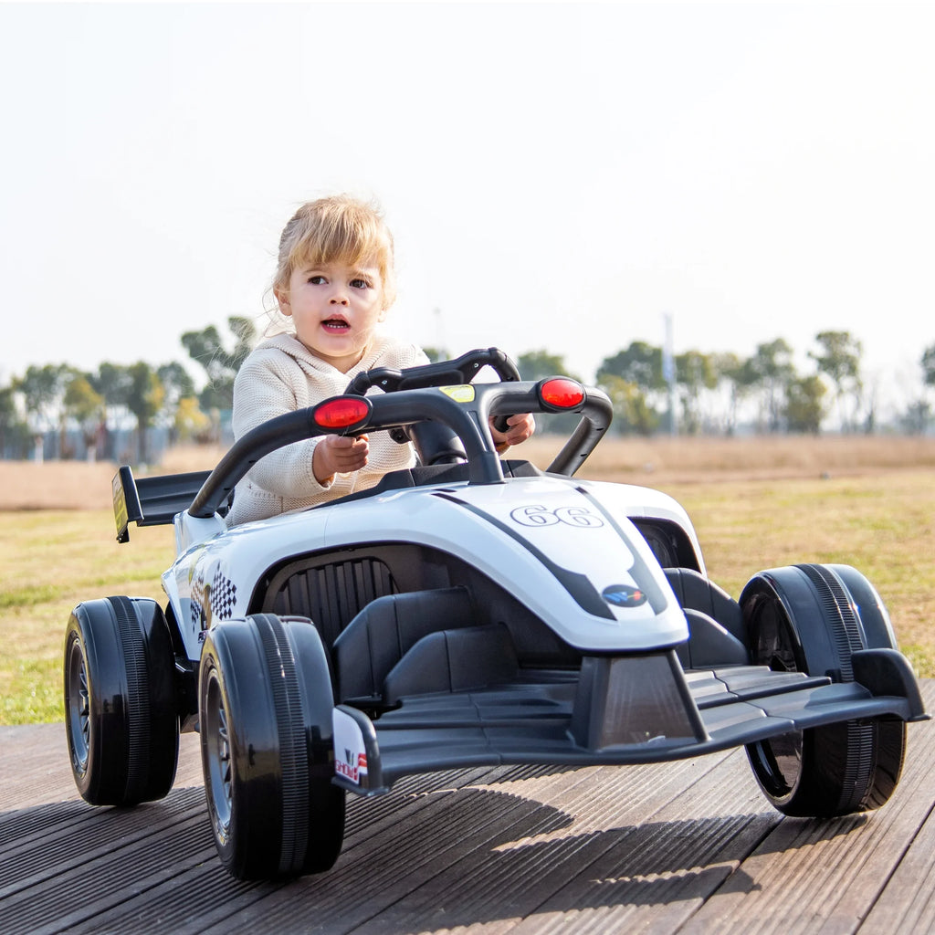 White W/Remote Blazin' 12V F1 Operated Years 3 on up Wheels and Battery Ride