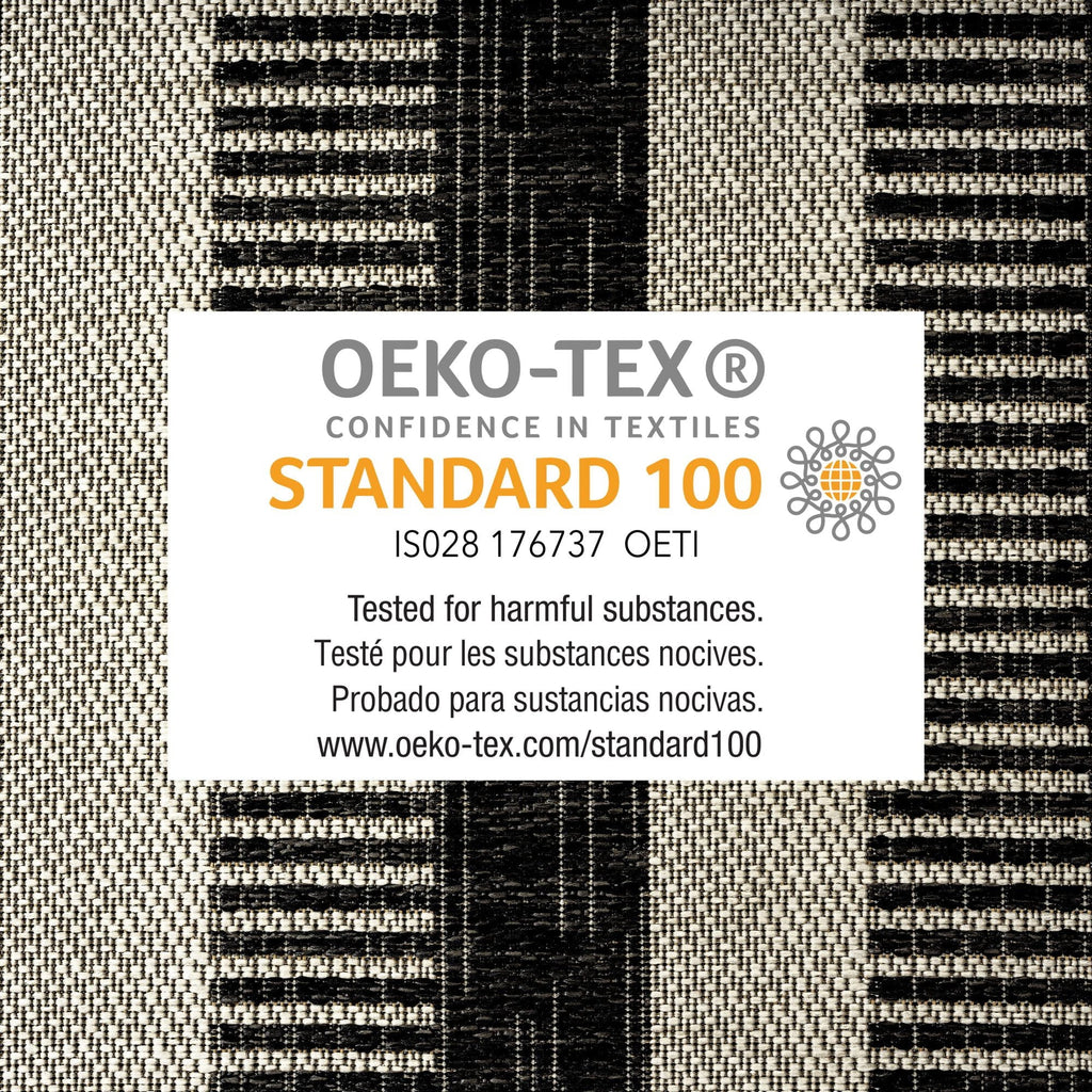 Area Striped 5'2"x7'2" Nicole Black/Grey, Patio Charlotte Rug, York New Modern Country Miller Indoor/exterior