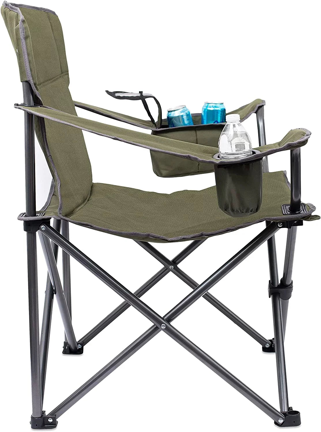 '- Beach Holder Camping Cooler Internet's - Folding Extra Case Bag Cup Best Padded - Duty Insulated exterior - - Heavy - - Sports XL Wide Quad Green Chair Carrying - - -